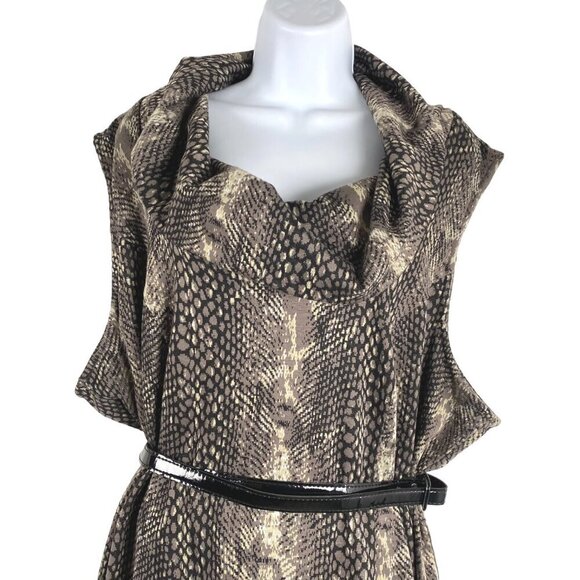 Lane Bryant Dress Size 26/28 Snake Print Cowl Neck Sleeveless Belted NWT DR-1519 - Picture 3 of 9